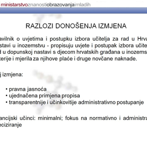 Poboljšanje uvjeta rada za 95 učitelja u inozemstvu